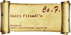 Csiri Filomén névjegykártya